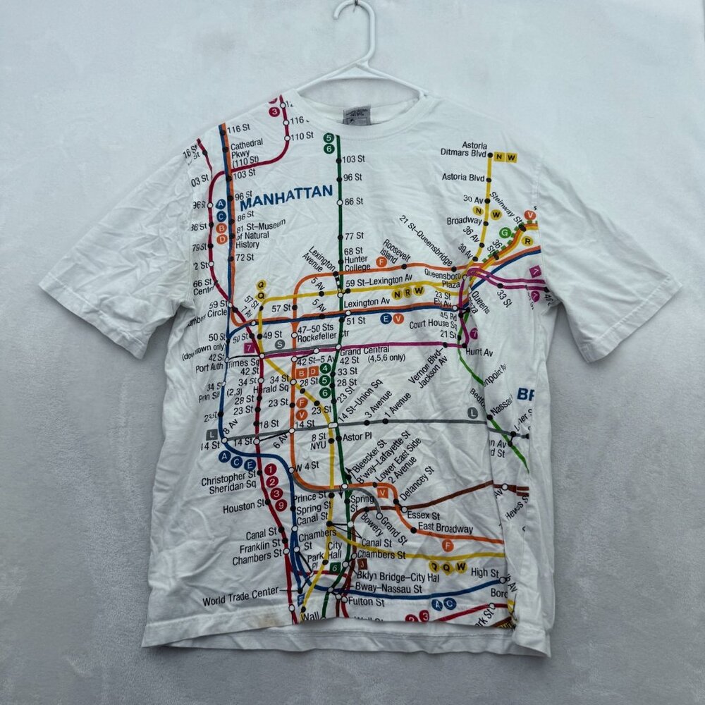Vintage New York Subway T Shirt Mens M White Subway Map All Over Print